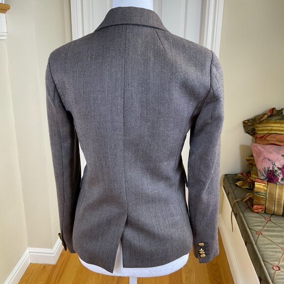 J. Crew Factory Blazer Wool Tweed Single Breasted Gold Button Classic School (0) - Picture 3 of 10